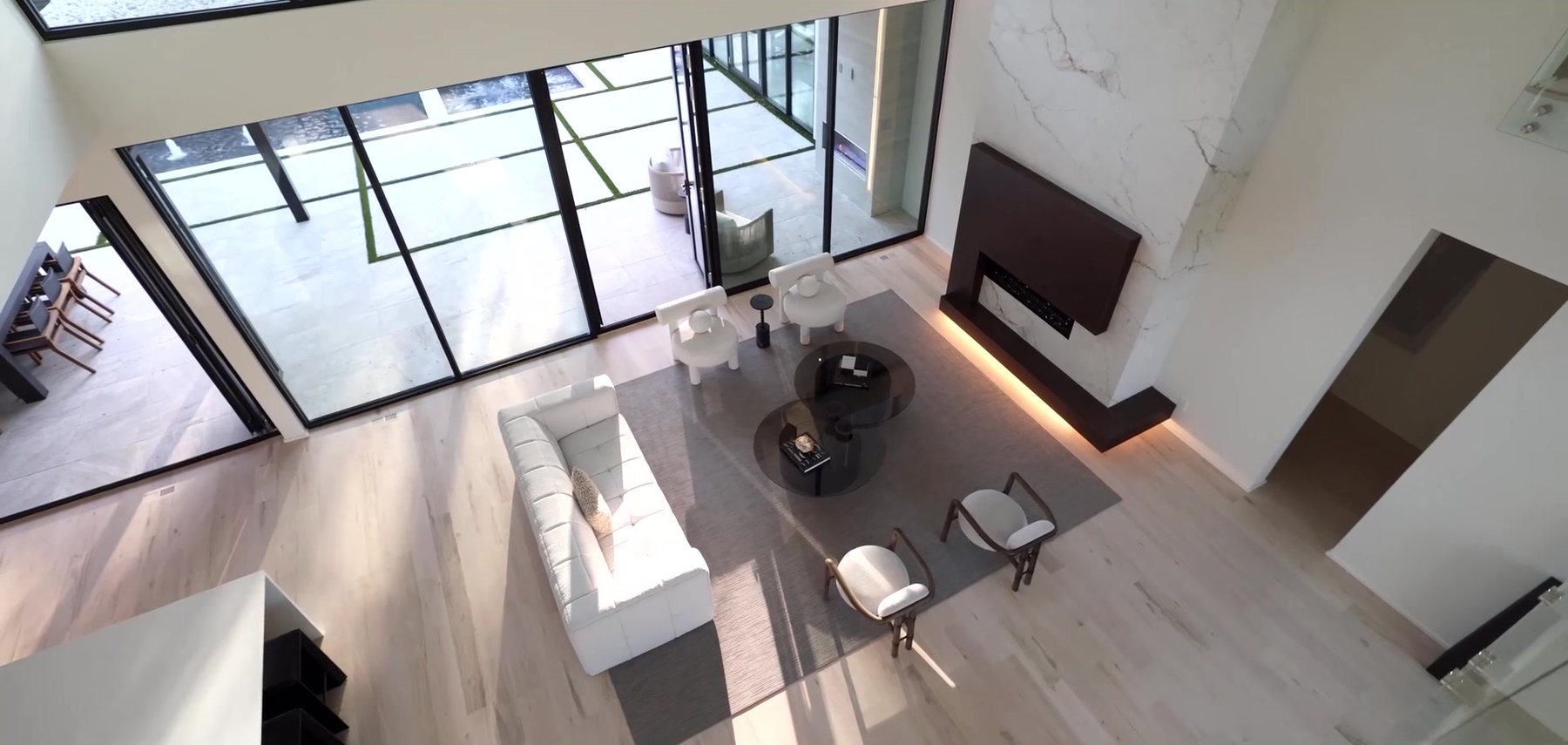 A bright modern living room, illustrative